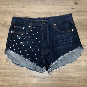 Signature 8 Studded High Rise Cut Off Jean Shorts